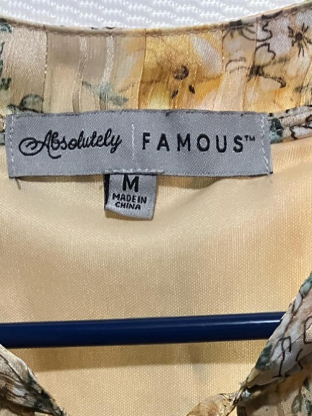 Absolutely Famous Yellow Floral Tie-Neck Ruffle Sleeve Blouse - Picture 2 of 9